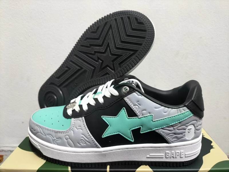 BAPE STA Mint Green and Grey Embossed Camo Sneakers (EU 36-46)